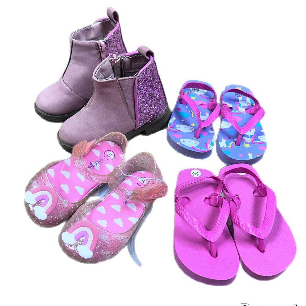 Toddler Girl Shoes and Flip Flops Size 5-6 Bundle